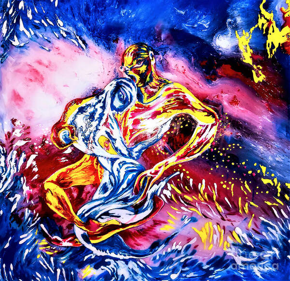 Fire Poster featuring the painting Energies Passion by Tatyana Shvartsakh