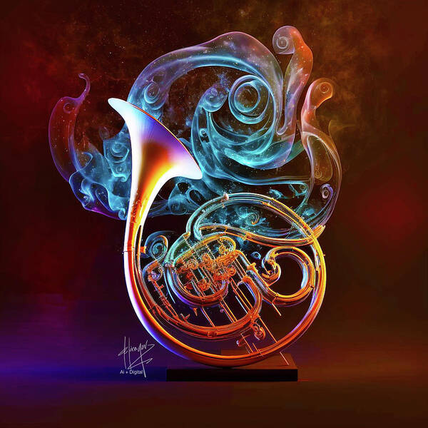 Ethereal Poster featuring the digital art Ethereal French Horn 5 by DC Langer