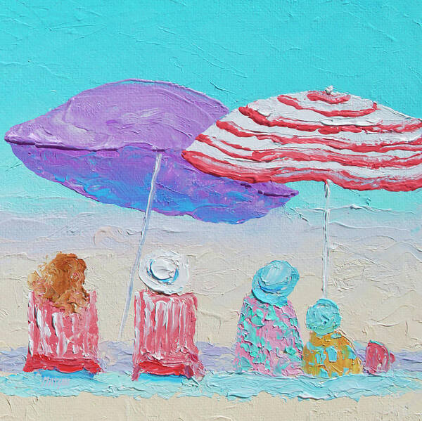 Beach Poster featuring the painting Family Sunday at the beach by Jan Matson