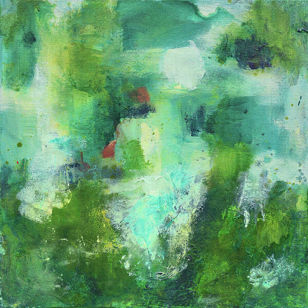 Abstract Poster featuring the painting Feeling Green by Maria Meester