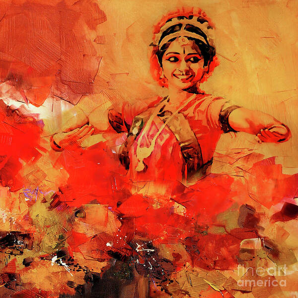 Indian Kathak Dance Poster featuring the painting Female kathak dance776y by Gull G