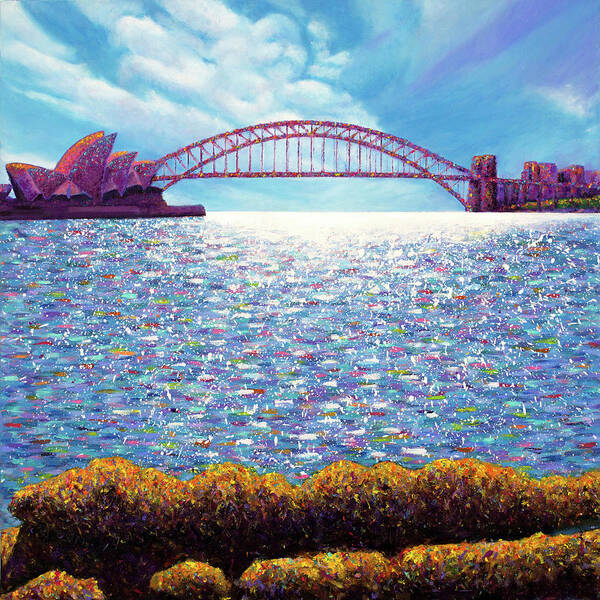 Finger Poster featuring the painting Finger Painting - Sydney Harbour by Lorraine McMillan