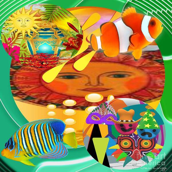  Poster featuring the digital art Fish Crazy by Gena Livings