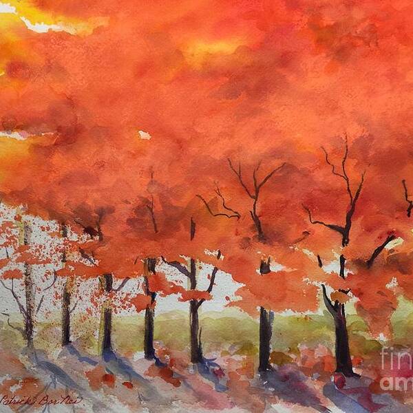Red Magical Trees In Fall. Poster featuring the painting Flaming Autumn by Caroline Patrick