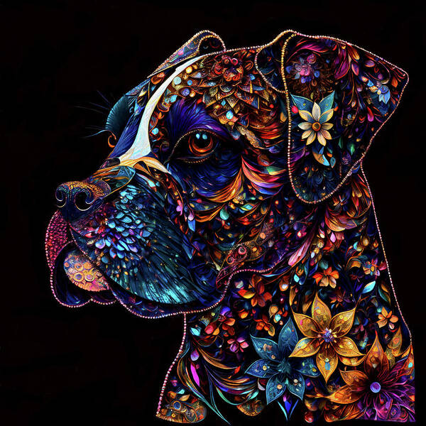 Boxers Poster featuring the digital art Flora the Boxer Dog by Peggy Collins