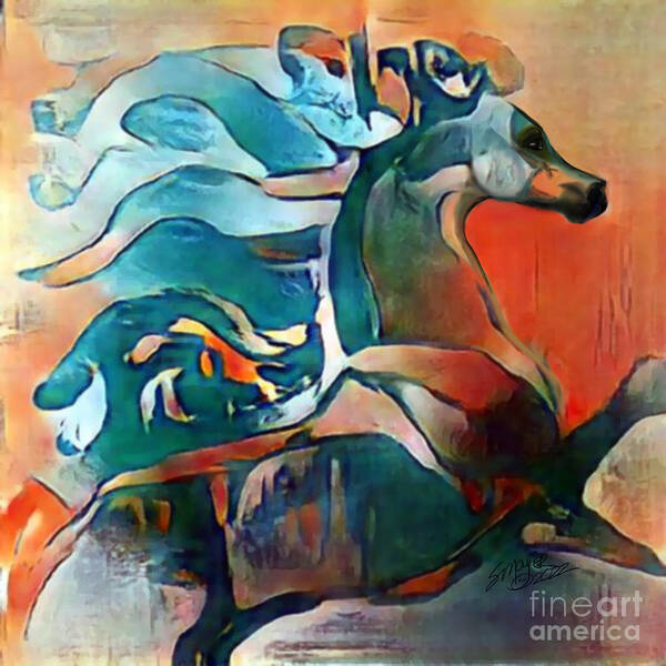  Poster featuring the digital art Flying Mane Horse 006 by Stacey Mayer