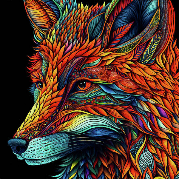 Fox Poster featuring the digital art Foxy Red Fox by Peggy Collins