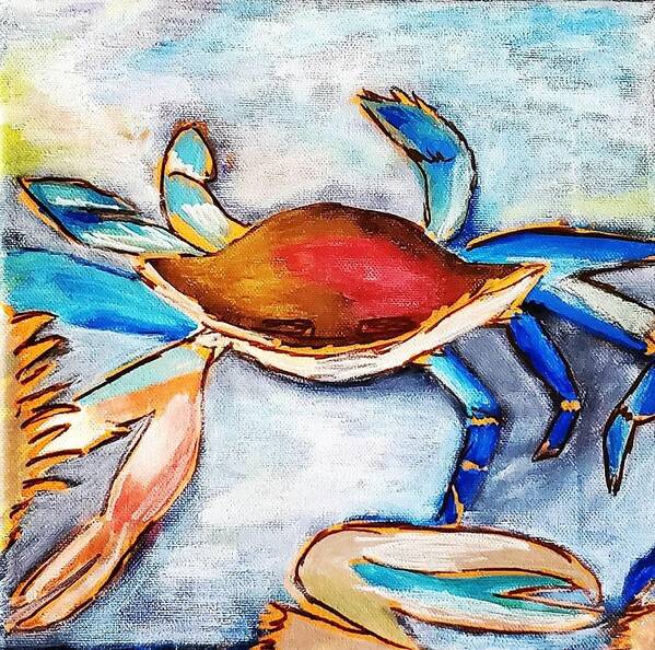 Crab Poster featuring the painting Fresh Catch by Amy Kuenzie