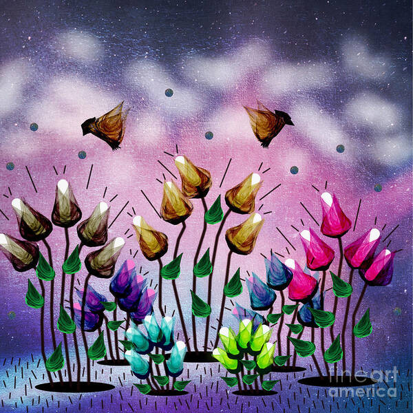 Digital Art Poster featuring the mixed media Garden Of Positive Thoughts by Diamante Lavendar