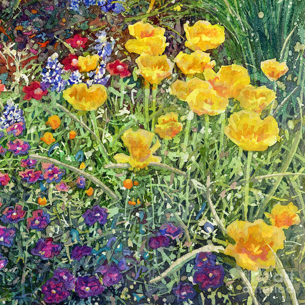 Garden Poster featuring the painting Gardener's Delight-Yellow Flowers by Hailey E Herrera