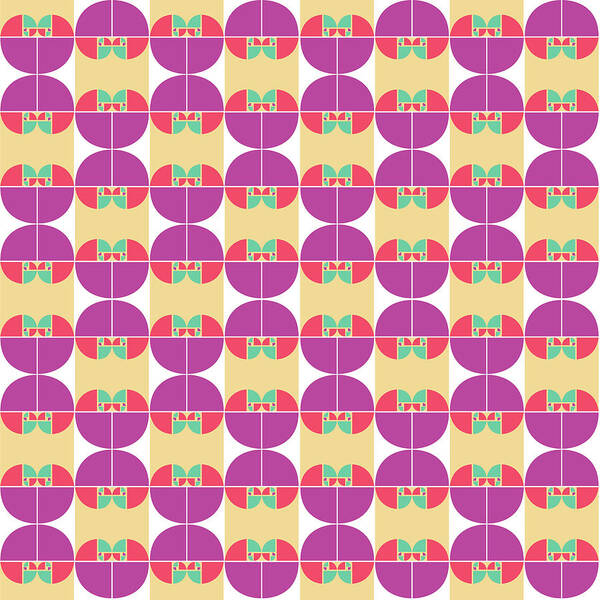 Pattern Poster featuring the digital art Geometric Bauhaus Pattern - Red Violet by Studio Grafiikka