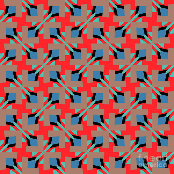 Patterns Poster featuring the digital art Geometric Designer Pattern 2784a - Red Blue Grey by Philip Preston