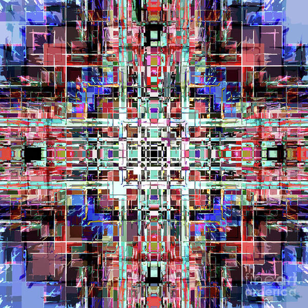 Digital Art Poster featuring the digital art Geometric Grid by Phil Perkins