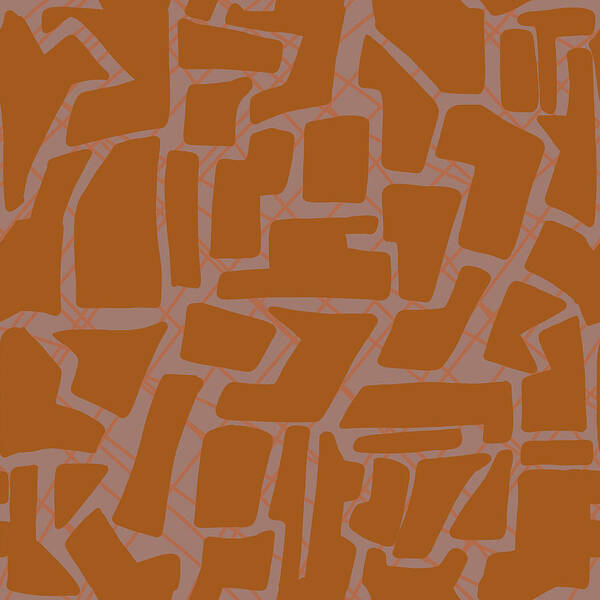 Geometric Abstract Poster featuring the drawing Geometric Tiger Orange by Nancy Merkle