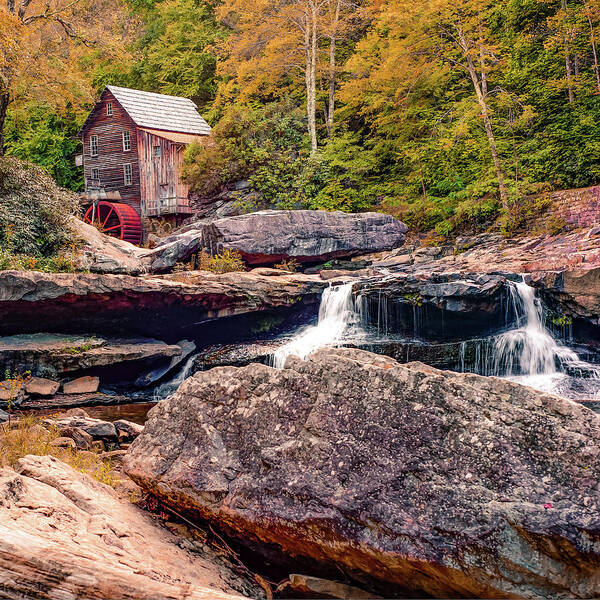 West Virginia Poster featuring the photograph Glade Creek Grist Mill of Babcock State Park - West Virginia 1x1 by Gregory Ballos