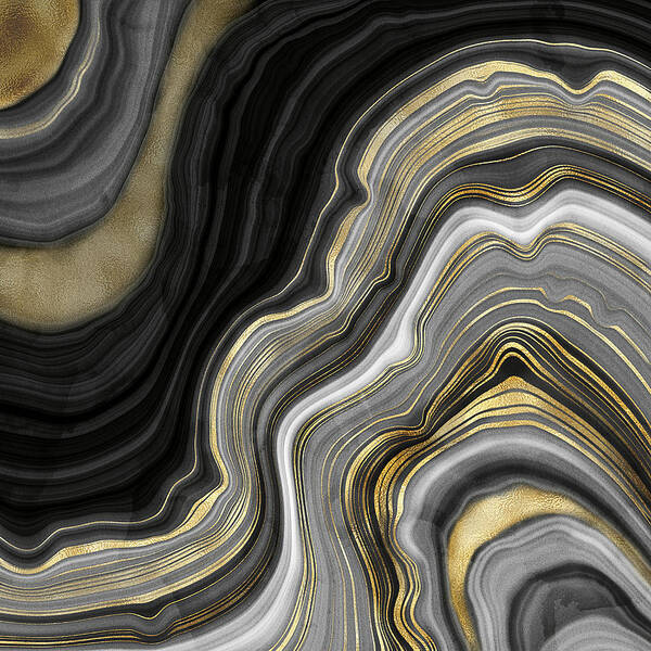 Gold And Black Agate Poster featuring the painting Gold And Black Agate by Modern Art