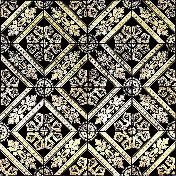 Gold Tiles Poster featuring the digital art Gold On Black Tiles Mosaic Design Decorative Art V by Irina Sztukowski