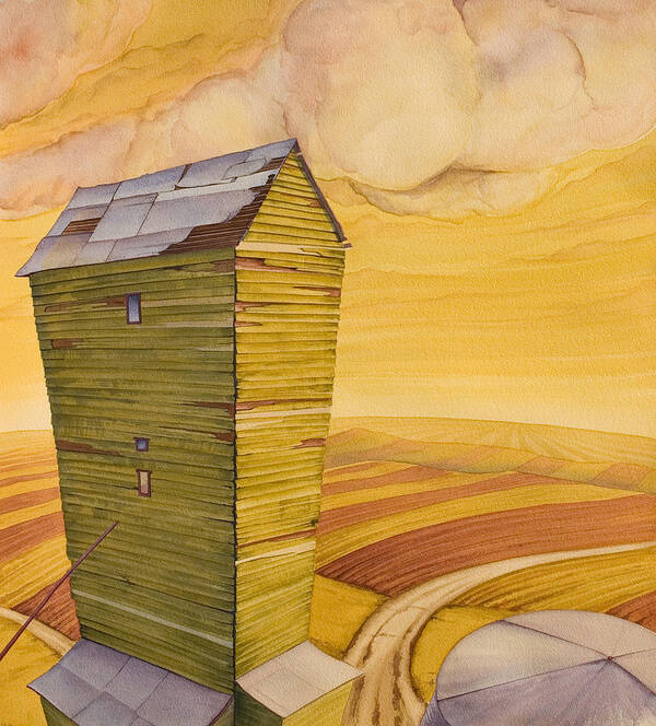 Great Plains Art Poster featuring the painting Grain Tower - II by Scott Kirby