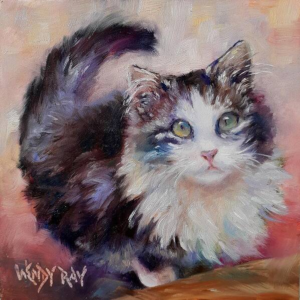 Cat Poster featuring the painting Green Eyes by Wendy Ray