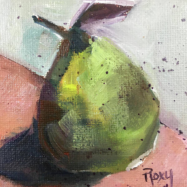 Pear Poster featuring the painting Green Pear by Roxy Rich