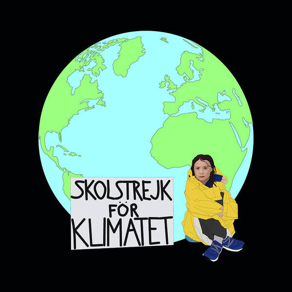Greta Thunberg Poster featuring the digital art Greta Thunberg Strikes for the Climate by Teresamarie Yawn