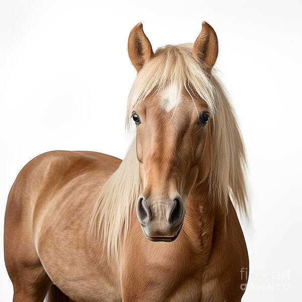 Haflinger Poster featuring the digital art Haflinger Horse on White by Elisabeth Lucas