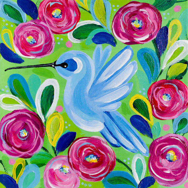 Hummingbird Poster featuring the painting Hanging Around by Beth Ann Scott