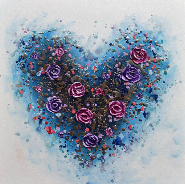 Heart Poster featuring the painting Heart of Roses by Amanda Dagg