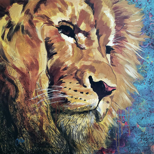 Lion Poster featuring the painting His Majesty by Shawn Conn