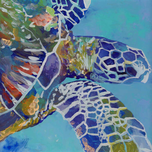 Honu Poster featuring the painting Honu by Marionette Taboniar