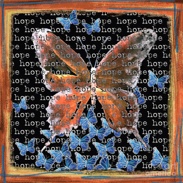 Butterfly Poster featuring the digital art Hope Butterfly in black by Liana Yarckin