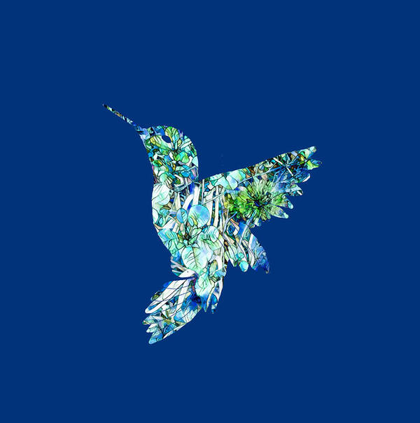  Poster featuring the mixed media Hummingbird Transparent Blue by Eileen Backman