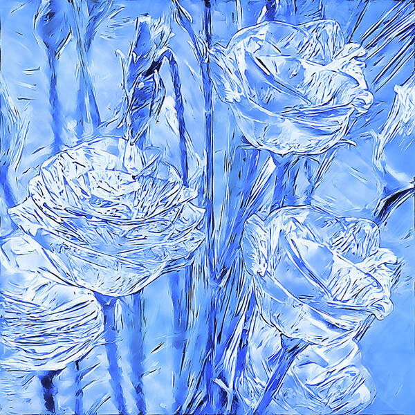 Lisianthus Poster featuring the digital art Ice Lisianthus by Alex Mir