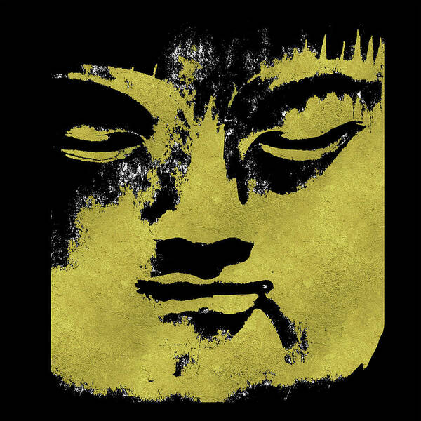 In The Shadow Of The Golden Buddha Poster featuring the mixed media In The Shadow of The Golden Buddha by Kandy Hurley