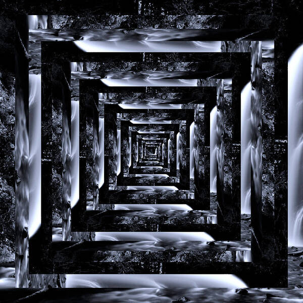 Grid Poster featuring the digital art Infinity Tunnel Franklin Falls Black and White by Pelo Blanco Photo