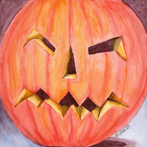 Pumpkin Poster featuring the painting Jack O Lantern by Katrina Gunn