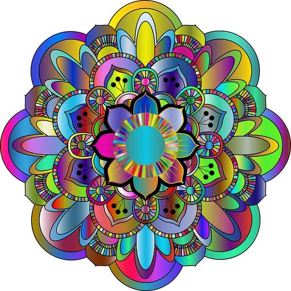 Mandala Poster featuring the mixed media Jeweled by Teresa Trotter