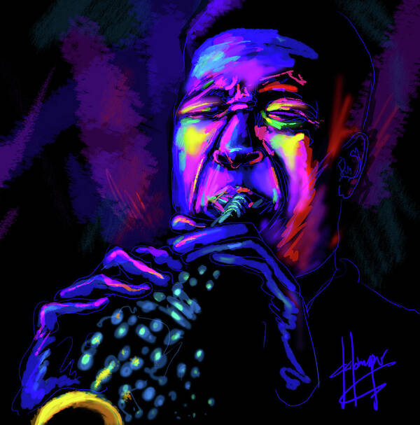 Jazz Poster featuring the painting John Coltrane by DC Langer