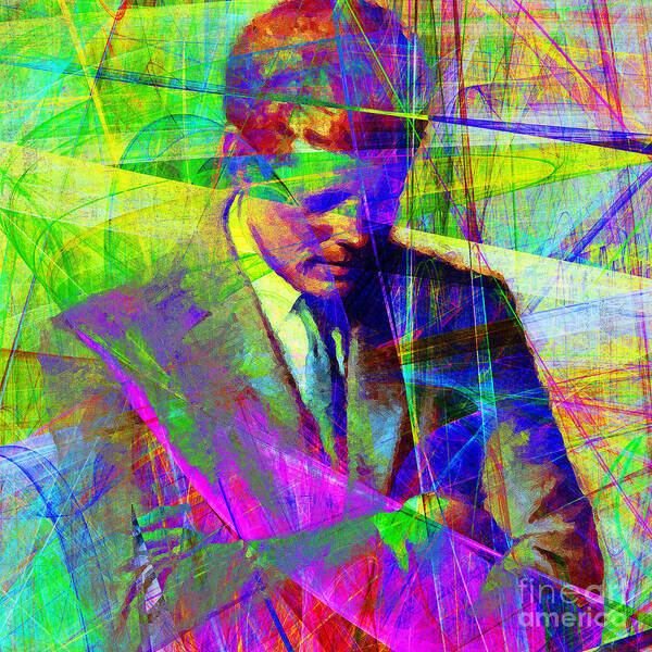 Wingsdomain Poster featuring the photograph John Fitzgerald Kennedy JFK In Abstract 20130610v2 square by Wingsdomain Art and Photography