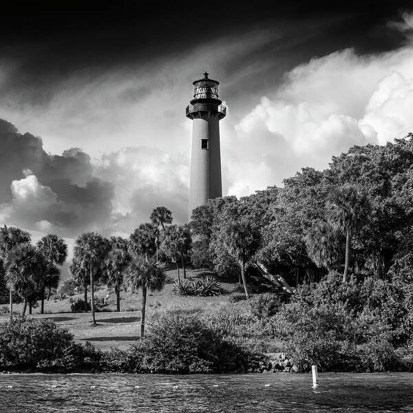 Lighthouses Poster featuring the photograph Jupiter Lighthouse bw sq by Laura Fasulo