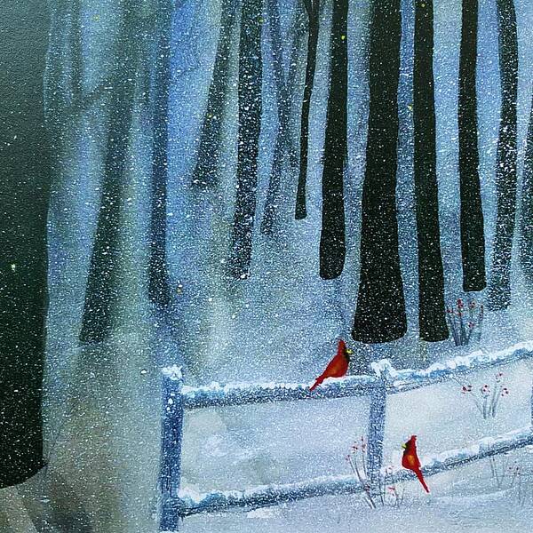 Winter Poster featuring the painting Just Us Two Red Cardinals by Kellie Chasse