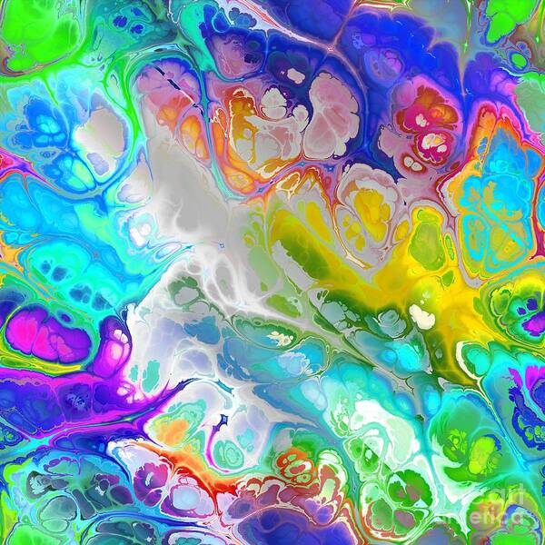 Colorful Poster featuring the digital art Karyono - Funky Artistic Colorful Abstract Marble Fluid Digital Art by Sambel Pedes