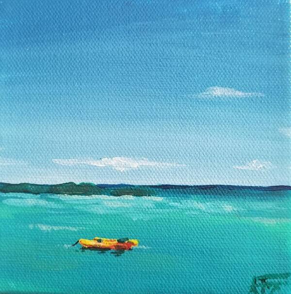 Kayak Poster featuring the painting Kayak Cove by Allison Fox