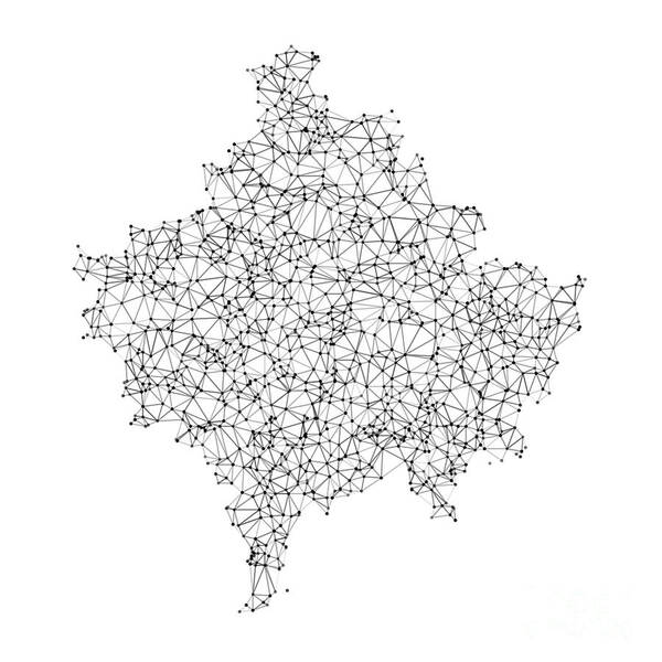 Abstract Poster featuring the digital art Kosovo Map Network Black And White by Frank Ramspott
