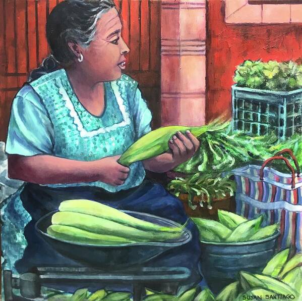 Mexico Poster featuring the painting La Vendedora de Maiz by Susan Santiago