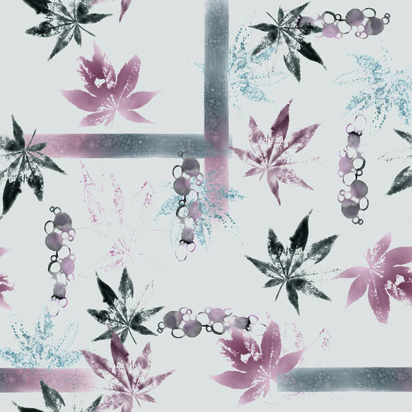 Watercolor Poster featuring the digital art Light Watercolor and EcoPrint Maple Leaves by Sand And Chi