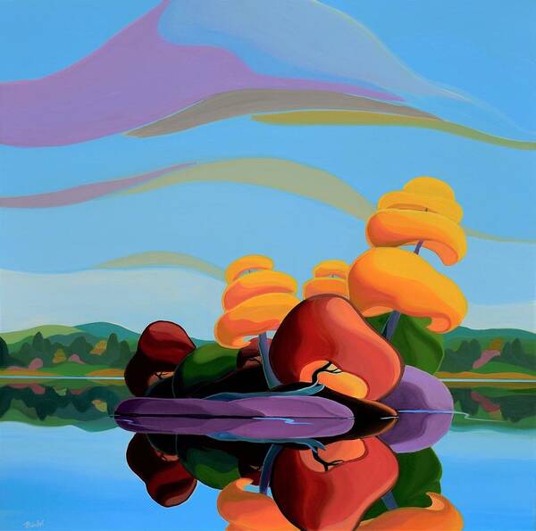 Calm Lake Poster featuring the painting Liquid Harmony by Barbel Smith