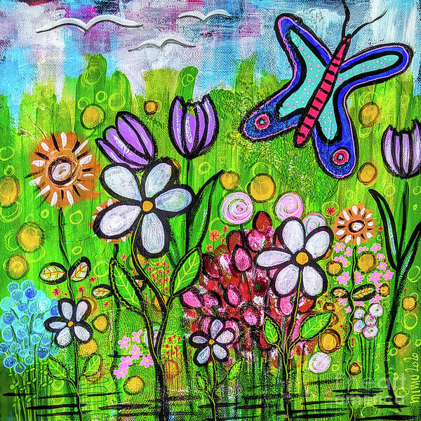 Nature Poster featuring the mixed media Lisas Garden - Lisas Garten by Mimulux Patricia No