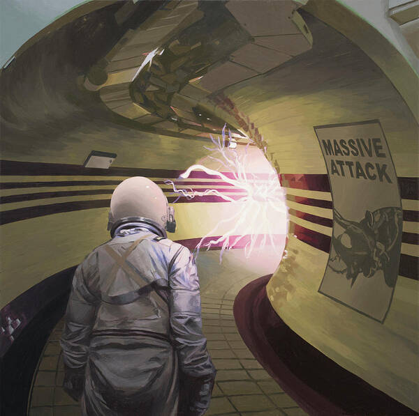 Astronaut Poster featuring the painting London Massive Attack by Scott Listfield