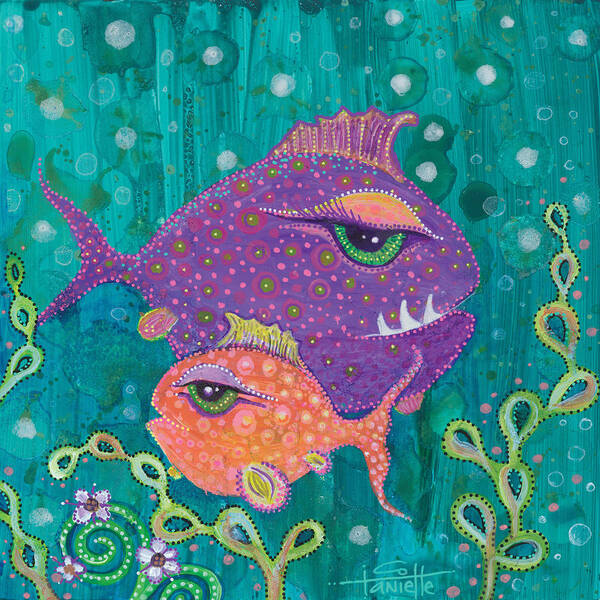 Fish School Poster featuring the painting Fish School by Tanielle Childers